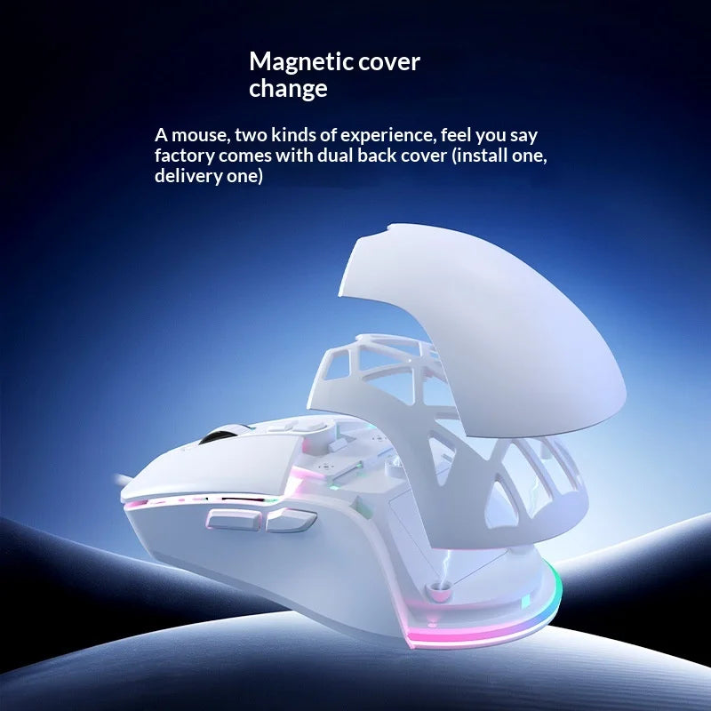 ERAZER G303 Pro Lightweight RGB Gaming Mouse 7 Buttons 12800 DPI Ergonomic Wired Mouse for Office (Invested By Lenovo) - White - 3