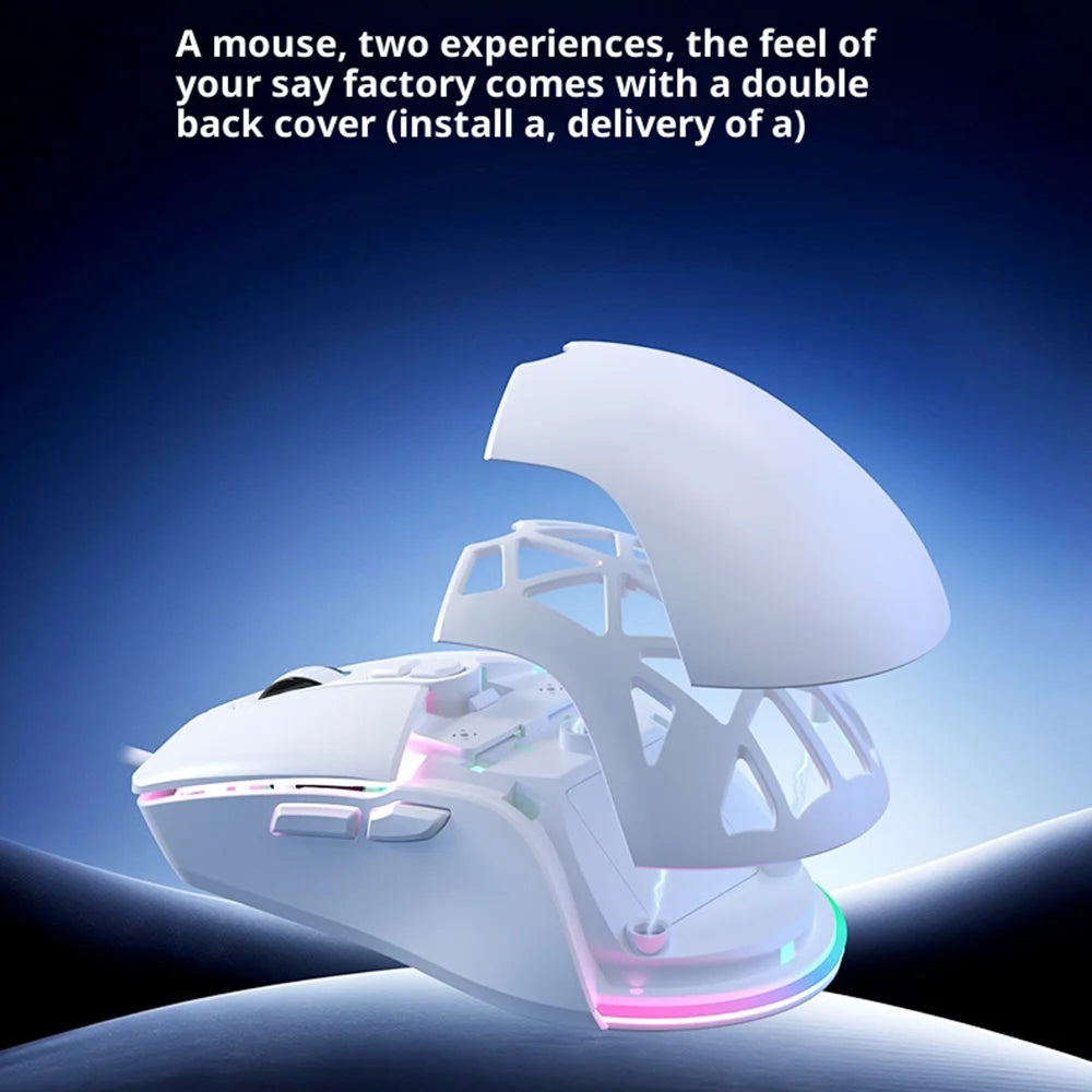 ERAZER G303 USB Wired Mouse 3600 DPI 7 Buttons RGB Gaming Mouse for PC Laptop (Invested By Lenovo) - White - 5