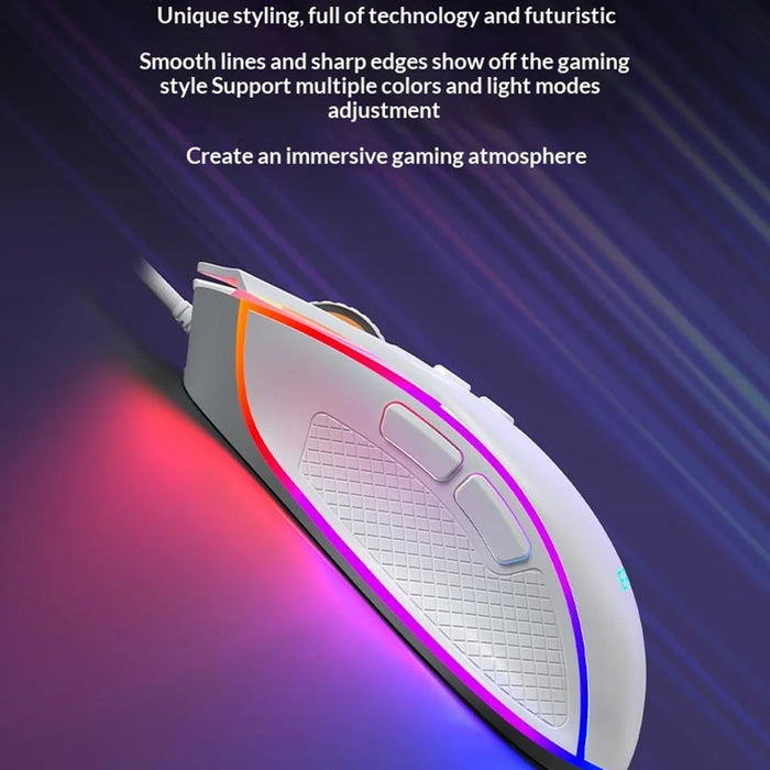 ERAZER G304 Pro RGB Gaming Mouse 12800 DPI 7-Buttons Wired USB PC Mouse for Gaming (Invested By Lenovo) - White - 3