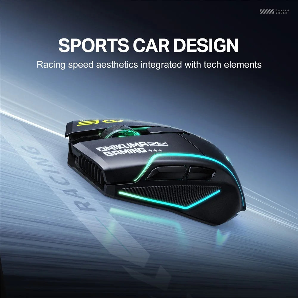 ONIKUMA DM06 Gaming Mouse 3-Mode Wireless Bluetooth-compatible 2.4G Wired 12800 DPI RGB PC Mouse - Black - 5
