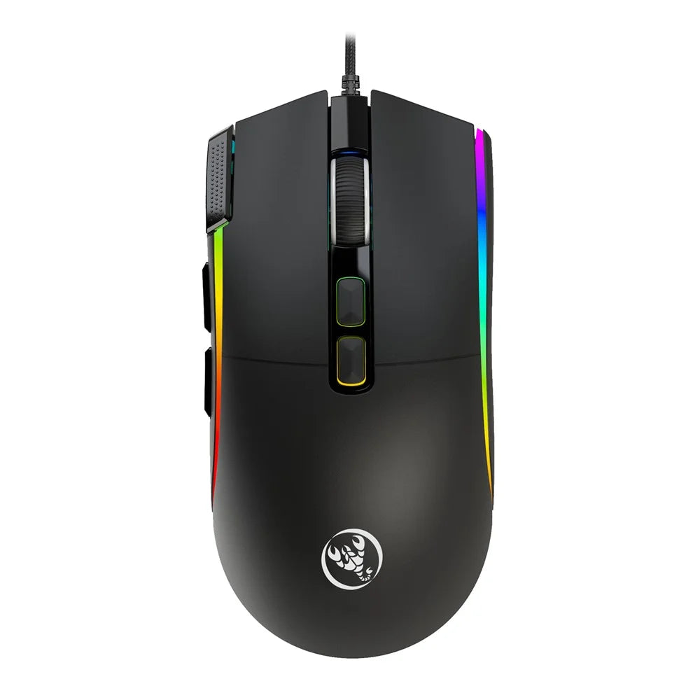 HXSJ X1 RGB Gaming Mouse with 8 Programmable Keys 7200 DPI Wired Mouse for Gaming Office - Black - 2