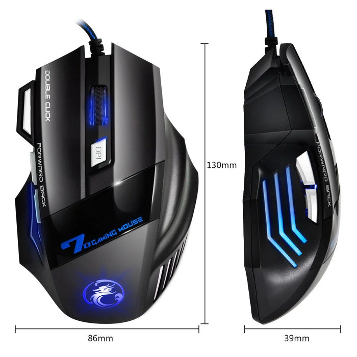 IMICE X7 Gaming Mouse USB Wired Mouse 7 Buttons Optical USB Wired Mice RGB Backlit - Black - 3
