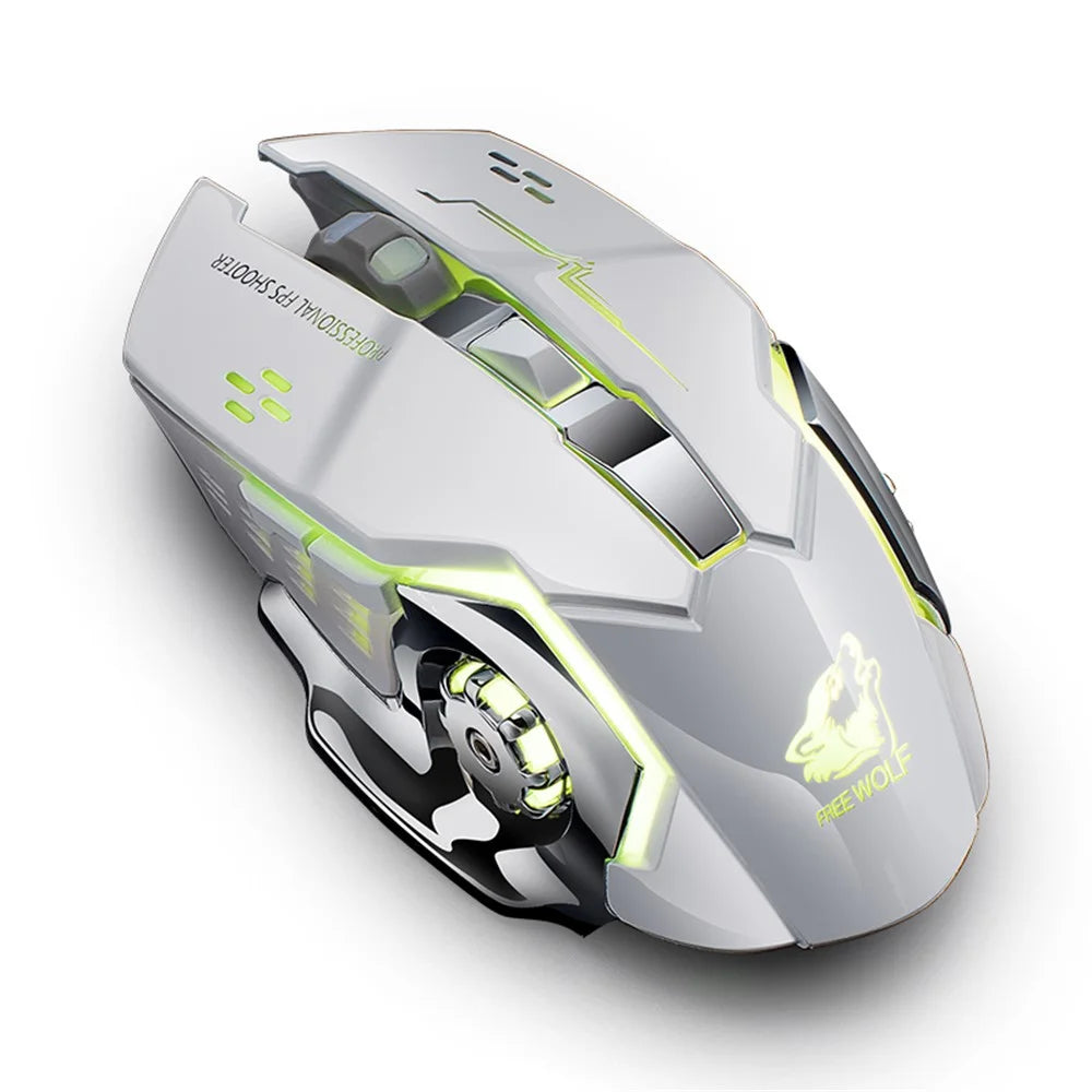 FREE WOLF X8 2.4G Wireless Charging Game Mouse Silent Illuminated Mechanical Mouse - White - 1