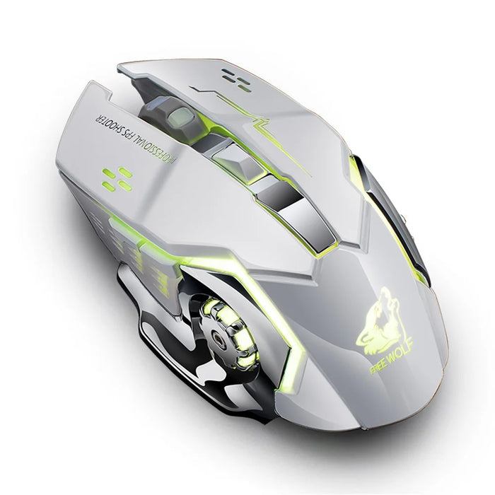 FREE WOLF X8 2.4G Wireless Charging Game Mouse Silent Illuminated Mechanical Mouse - White - 1