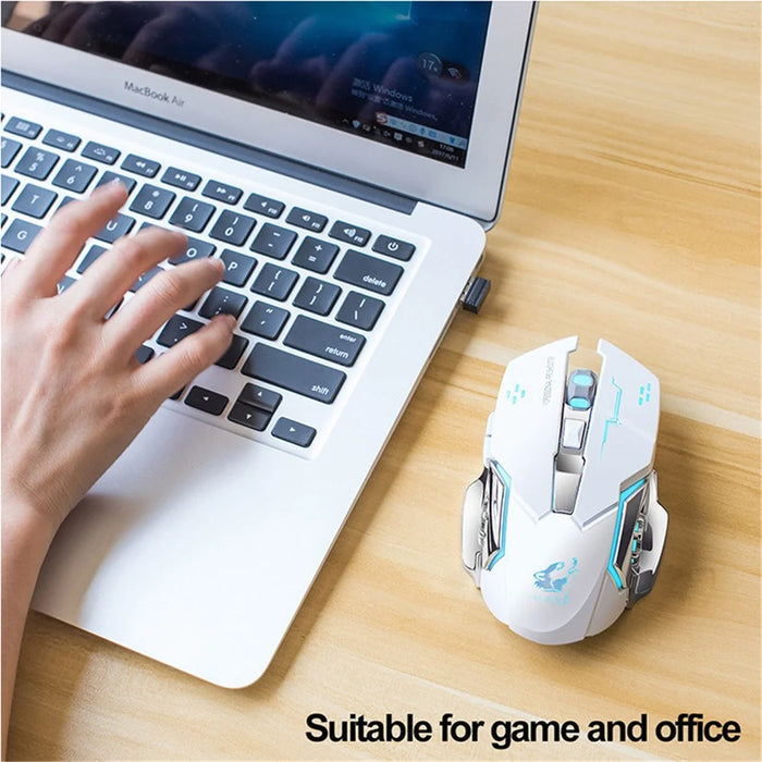 FREE WOLF X8 2.4G Wireless Charging Game Mouse Silent Illuminated Mechanical Mouse - White - 4