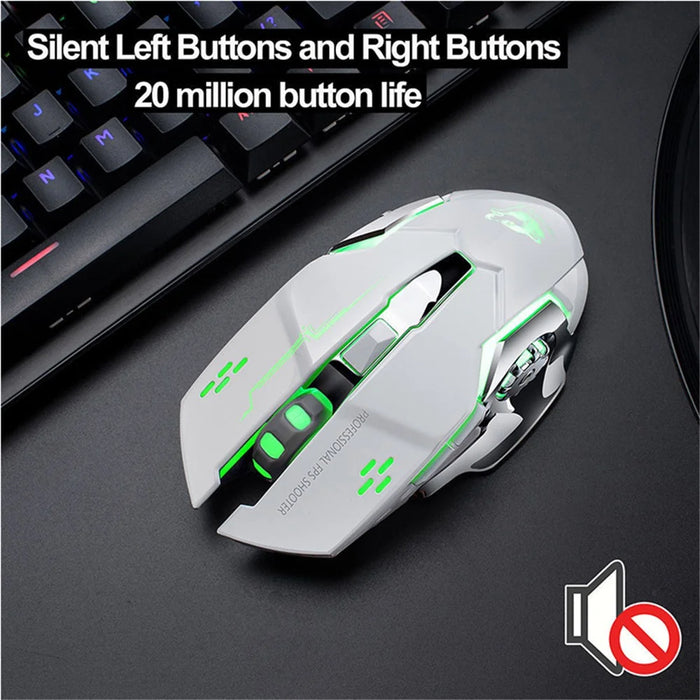 FREE WOLF X8 2.4G Wireless Charging Game Mouse Silent Illuminated Mechanical Mouse - White - 5