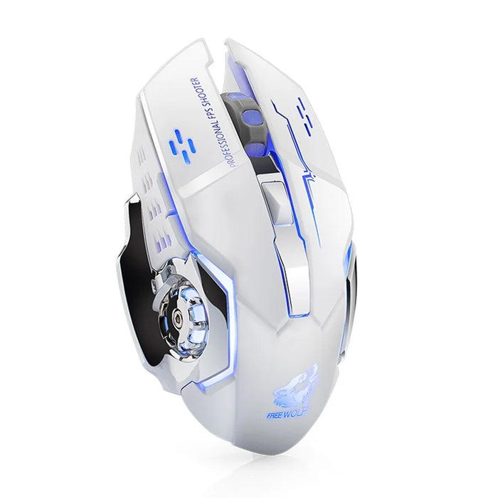 FREE WOLF X8 2.4G Wireless Charging Game Mouse Silent Illuminated Mechanical Mouse - White - 6