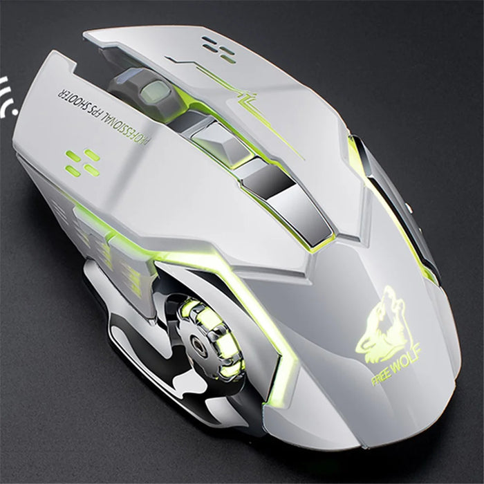 FREE WOLF X8 2.4G Wireless Charging Game Mouse Silent Illuminated Mechanical Mouse - White - 7