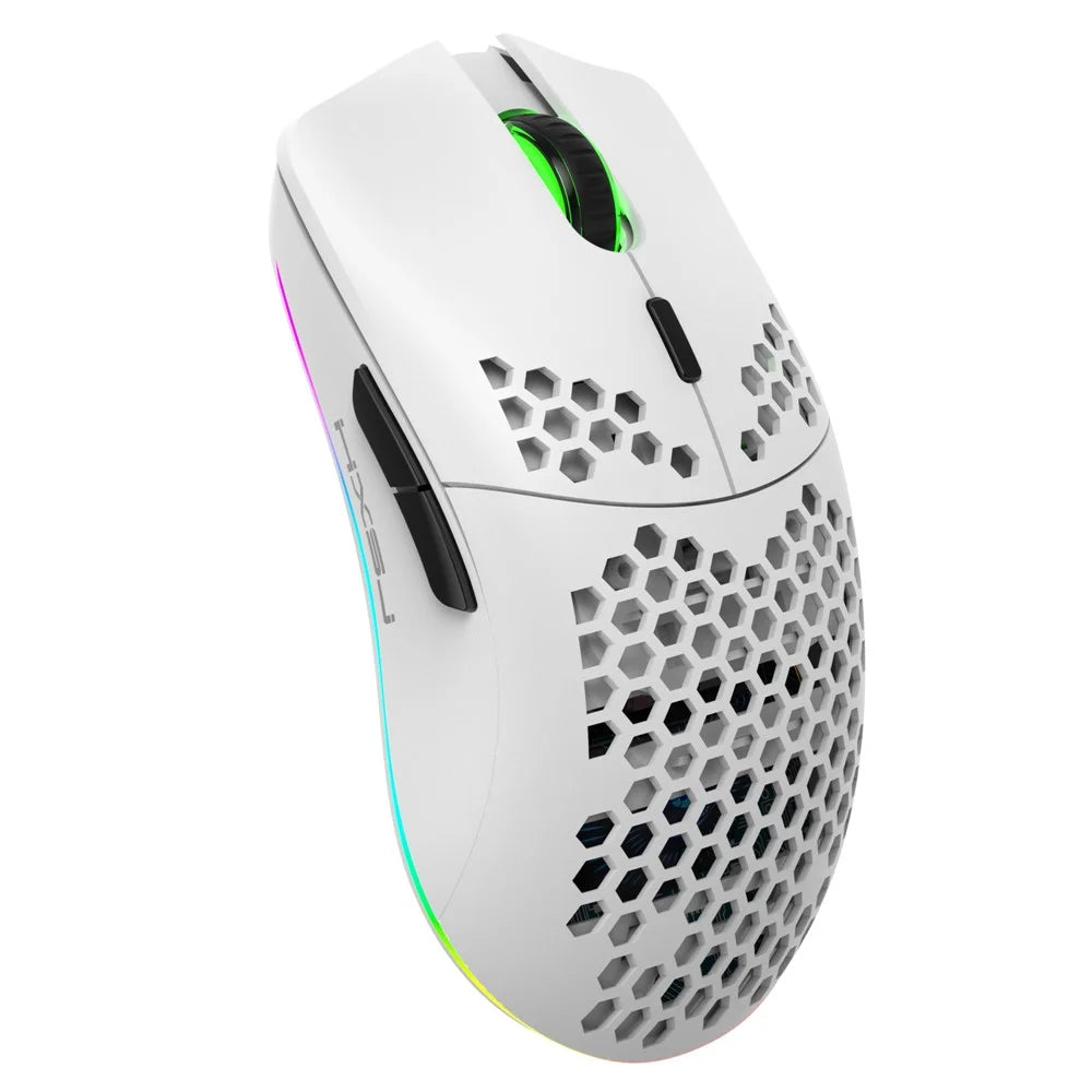 HXSJ T66 Hollow Design Wireless RGB Lantern Mouse 4-Speed Adjustable DPI - White - 2