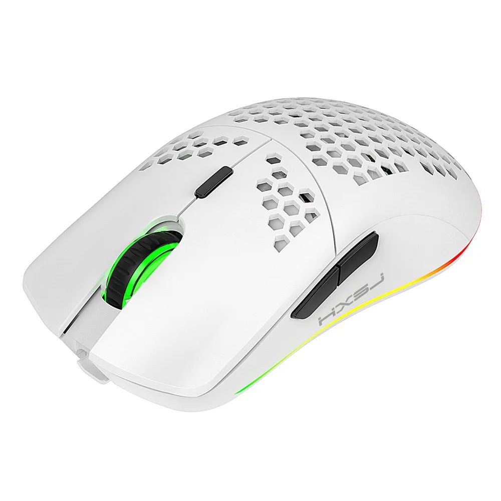 HXSJ T66 Hollow Design Wireless RGB Lantern Mouse 4-Speed Adjustable DPI - White - 3