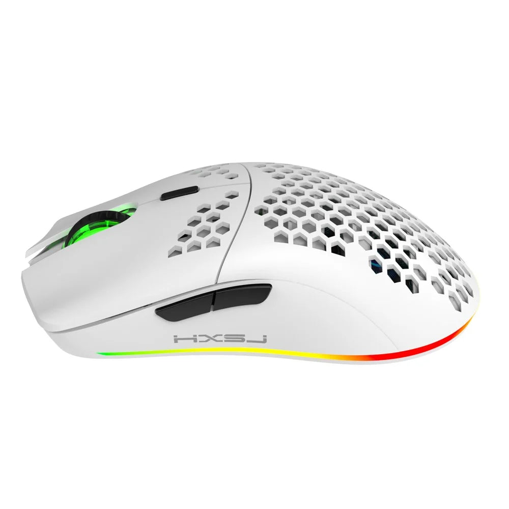 HXSJ T66 Hollow Design Wireless RGB Lantern Mouse 4-Speed Adjustable DPI - White - 5