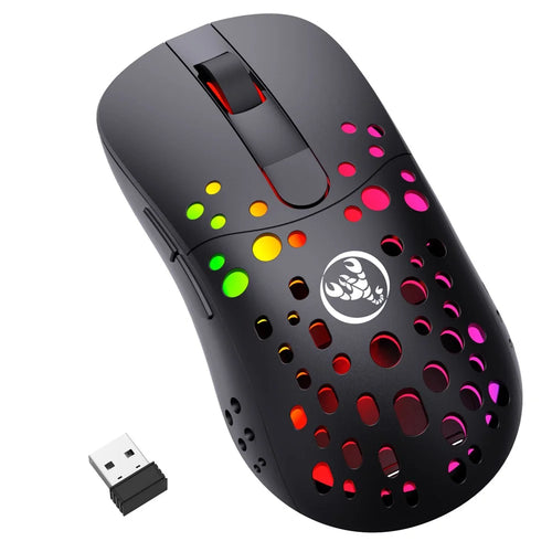HXSJ T100 RGB Macro Programmable Dual Mode Wireless/Wired Gaming Mouse 10000 DPI Rechargeable Mice - 1