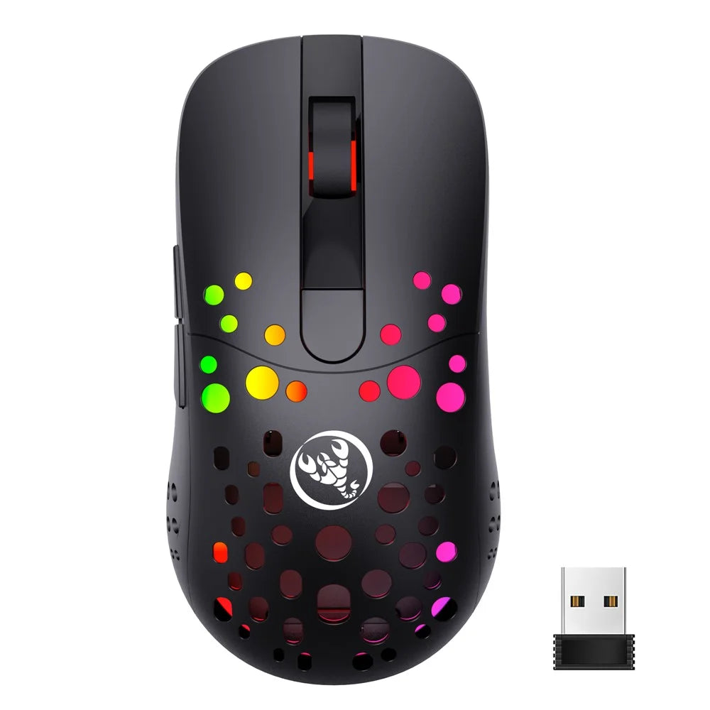HXSJ T100 RGB Macro Programmable Dual Mode Wireless/Wired Gaming Mouse 10000 DPI Rechargeable Mice - 2