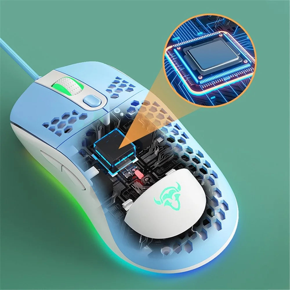IBLANCOD GM01 Lightweight Honeycomb Gaming Mouse 6D Programmable Mice with RGB Backlit - Black - 5