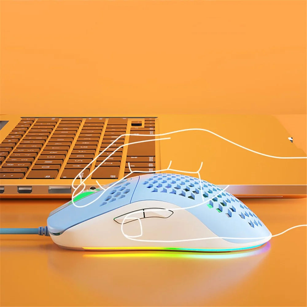 IBLANCOD GM01 Lightweight Honeycomb Gaming Mouse 6D Programmable Mice with RGB Backlit - Black - 7