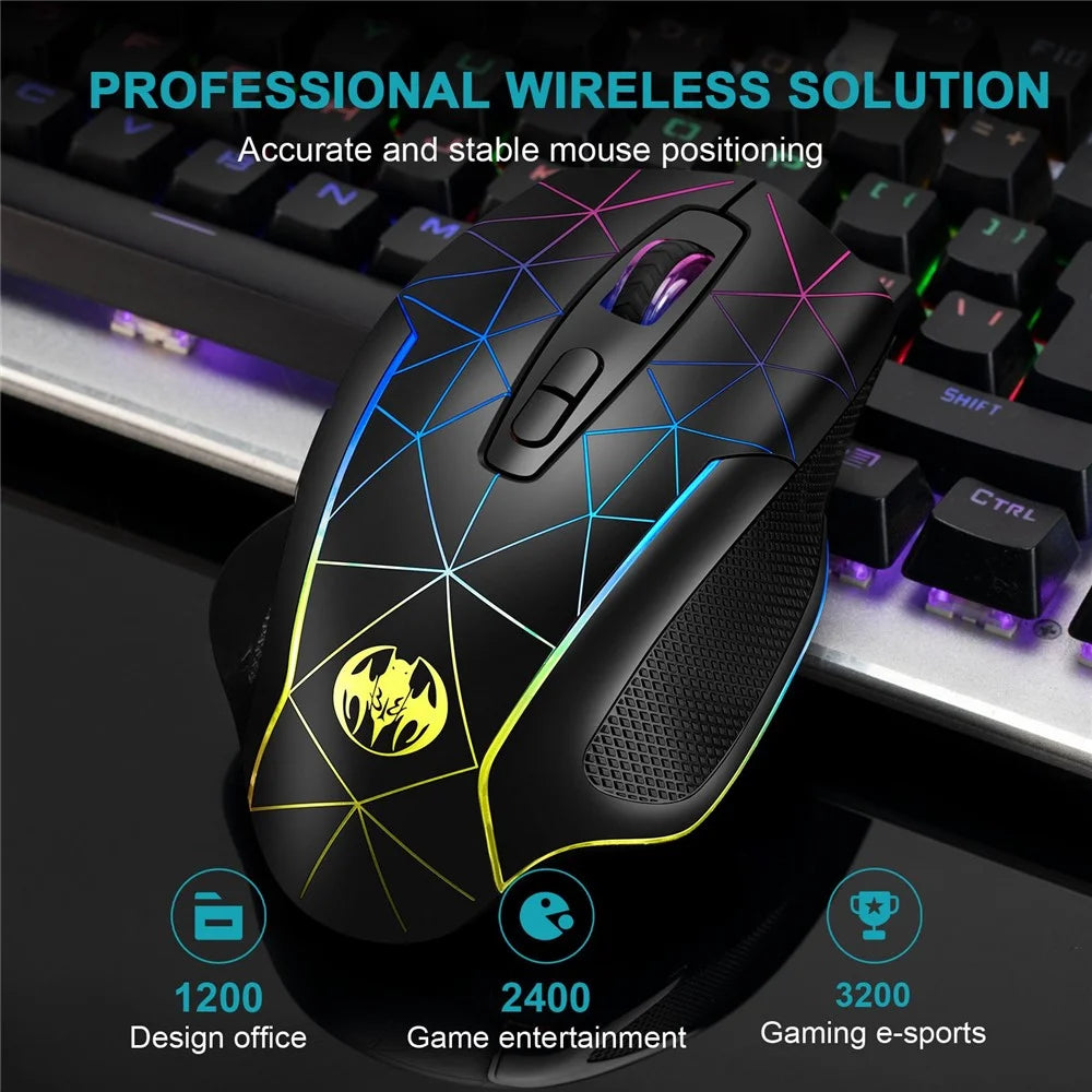GOTBAT M30 2.4G Wireless Gaming Mouse Wireless Mouse Rechargeable Computer Mouse Gamer Ergonomic Silent Mouse with RGB Light for PC Laptops - 3