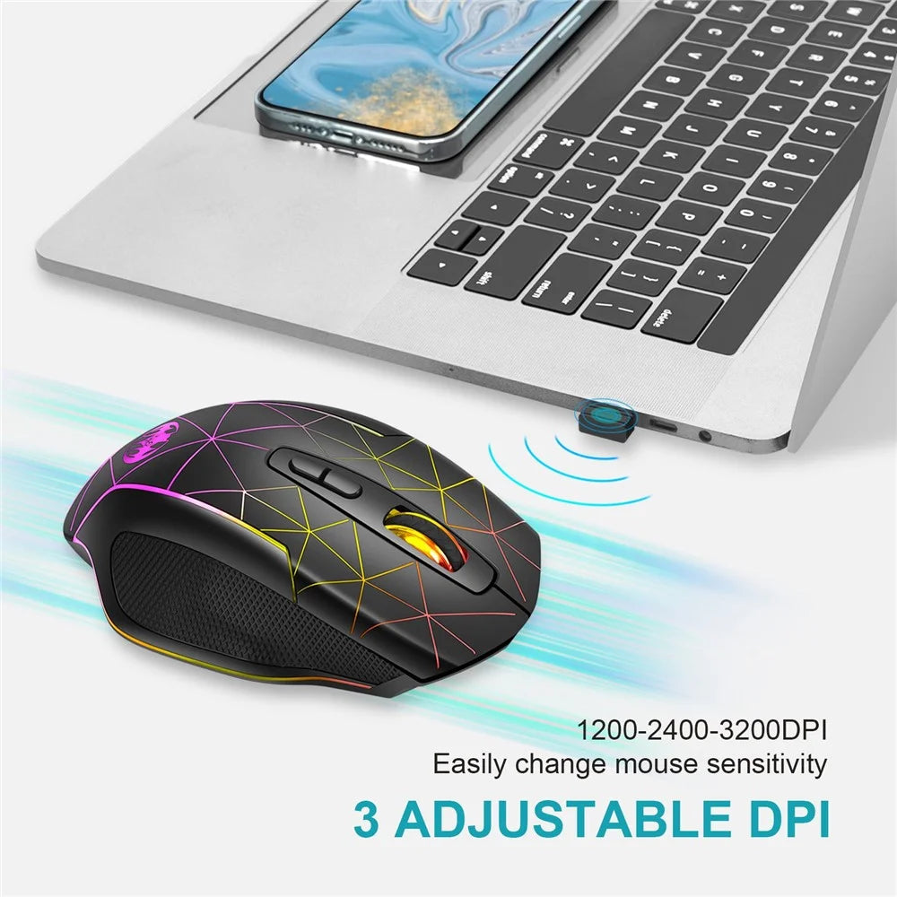 GOTBAT M30 2.4G Wireless Gaming Mouse Wireless Mouse Rechargeable Computer Mouse Gamer Ergonomic Silent Mouse with RGB Light for PC Laptops - 5