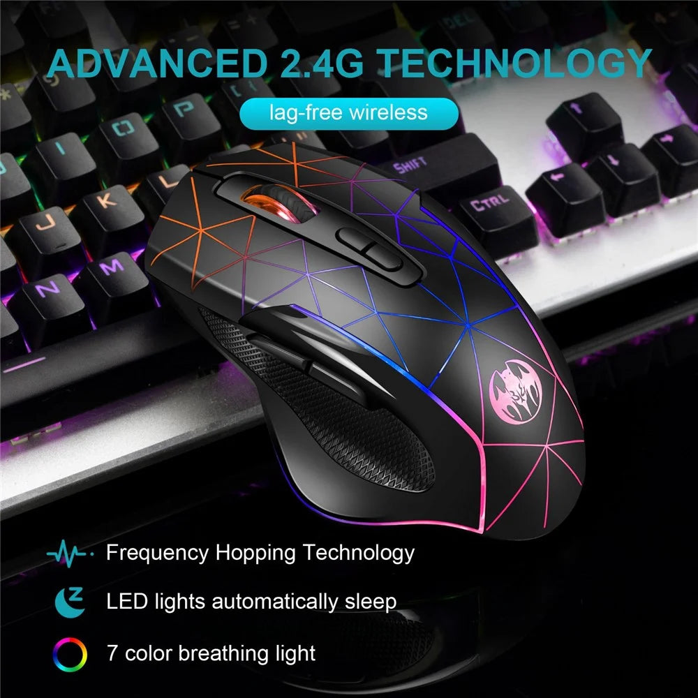 GOTBAT M30 2.4G Wireless Gaming Mouse Wireless Mouse Rechargeable Computer Mouse Gamer Ergonomic Silent Mouse with RGB Light for PC Laptops - 6