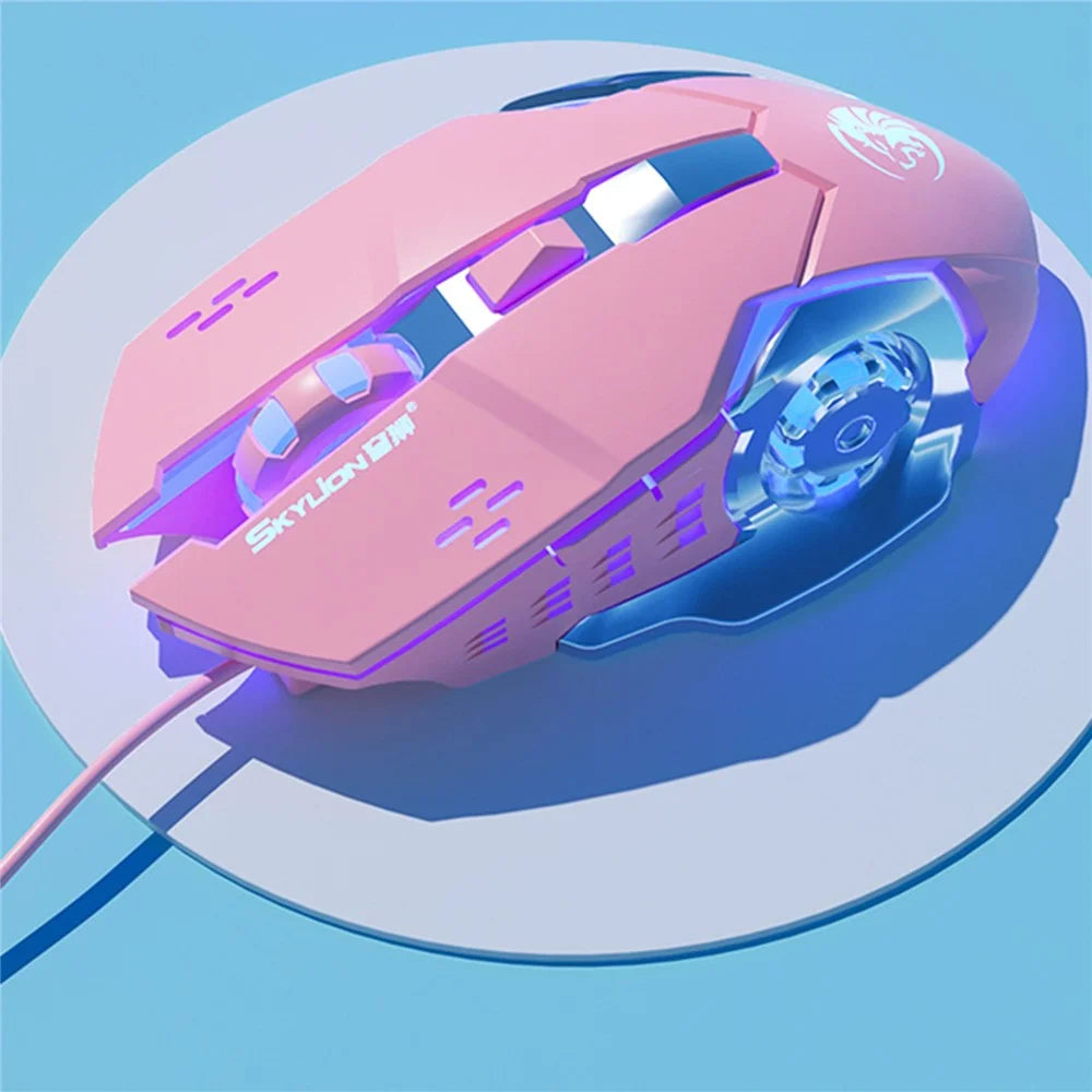 SKYLiON F5 2400 DPI 6 Keys USB Wired Breathing Light Gaming Mouse Computer Laptop Gaming Mice - Pink Mute - 4