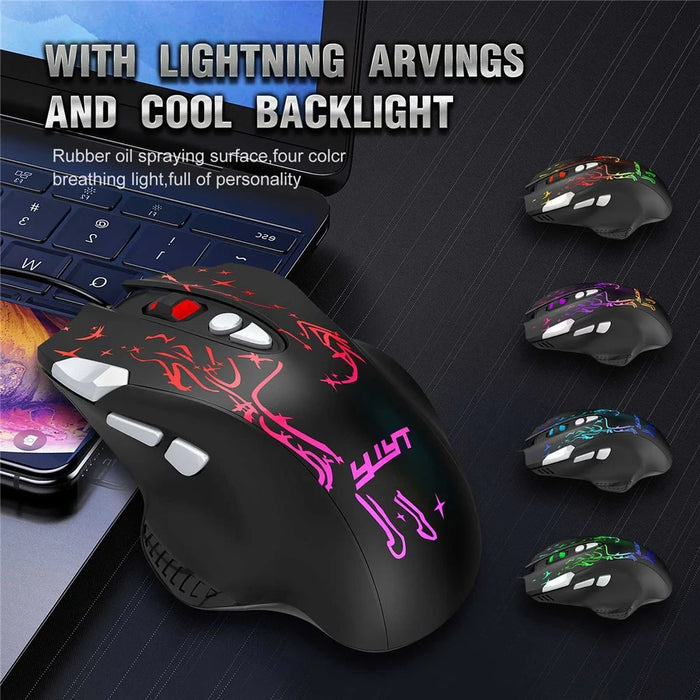 YWYT G855 Wired RGB Gaming Mouse 8-Button 6400 DPI Office Home Mice with Side Buttons - 5