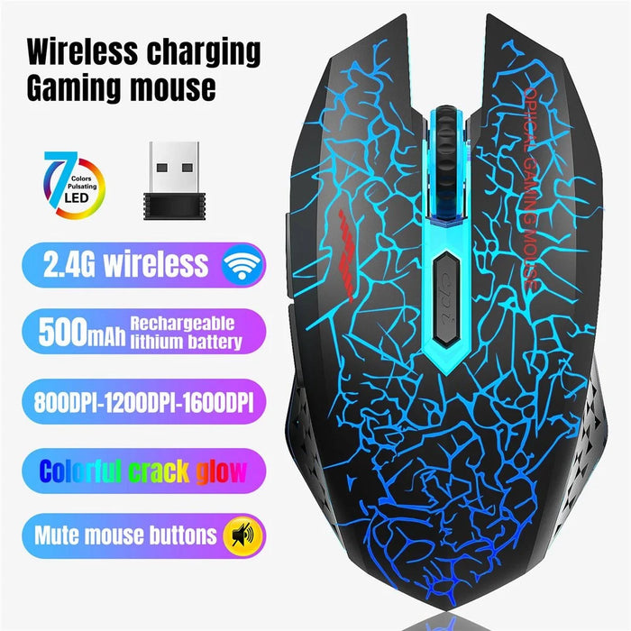 W210 2.4GHz Wireless Bluetooth-compatible Silent Mouse RGB Light 6-Button Computer Mice with 1600 DPI for PC Laptop - 2