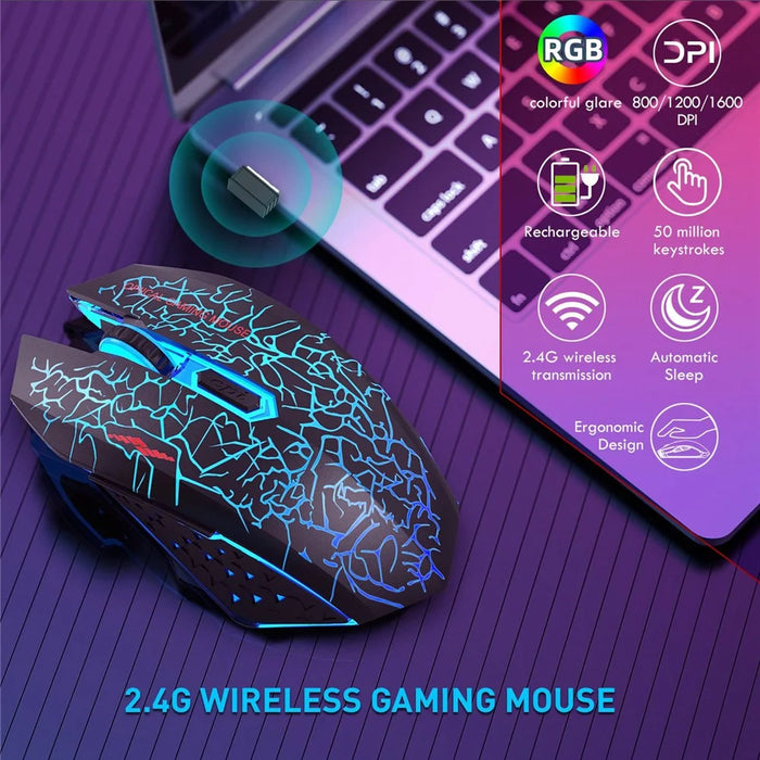 W210 2.4GHz Wireless Bluetooth-compatible Silent Mouse RGB Light 6-Button Computer Mice with 1600 DPI for PC Laptop - 3