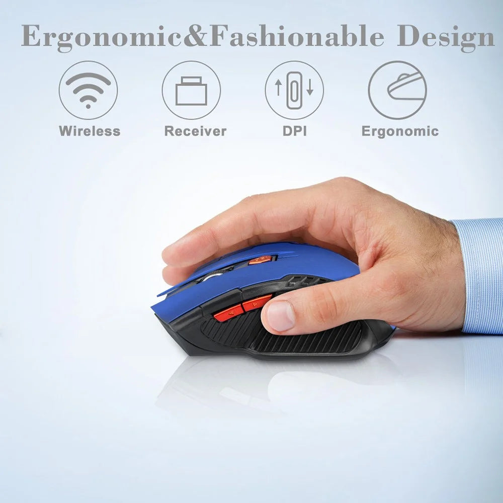11 RGB Mouse 2.4G Wireless Connection 800 / 1200 / 1600DPI Laptop Computer Mouse for MacOS and Windows - Blue - 3
