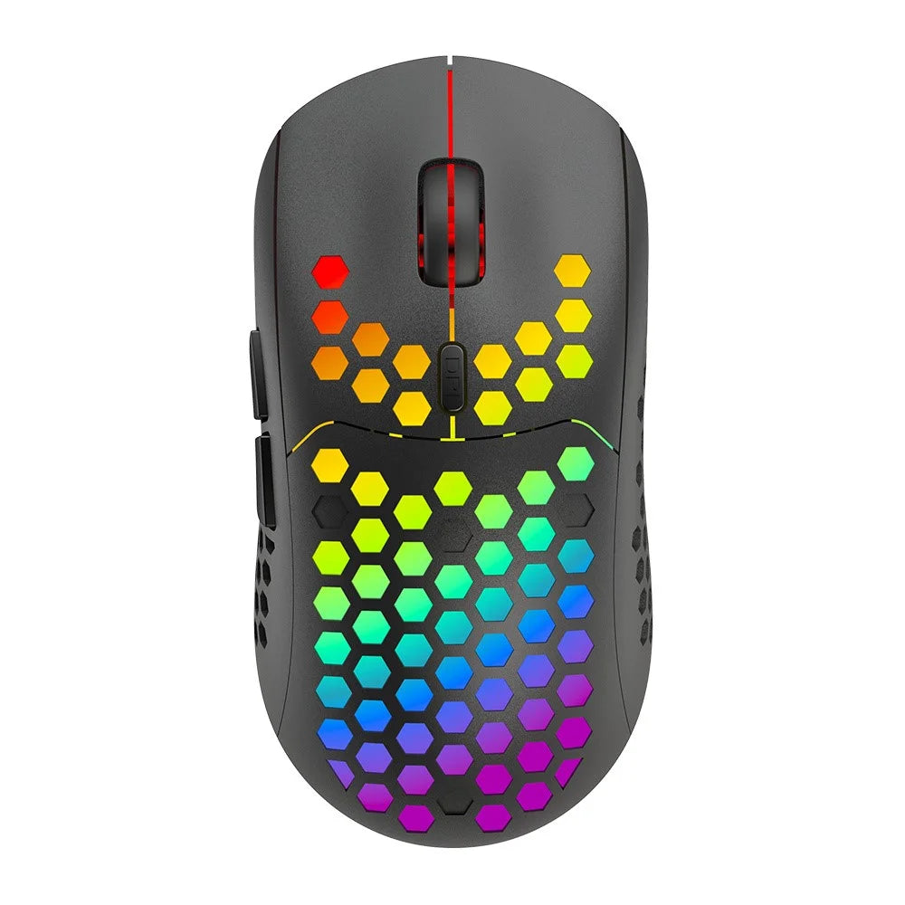 HEITIENIU BL110 2.4G Wireless Mouse 3200DPI Honeycomb Hollow Optical Mouse with RGB Light for PC, Laptop - Black - 1