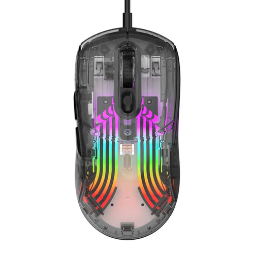 XUNFOX XYH10 USB Wired Transparent Mouse 6-Speed DPI 7 Keys Gaming Mouse with RGB Light for PC  /  Laptop - Black - 1