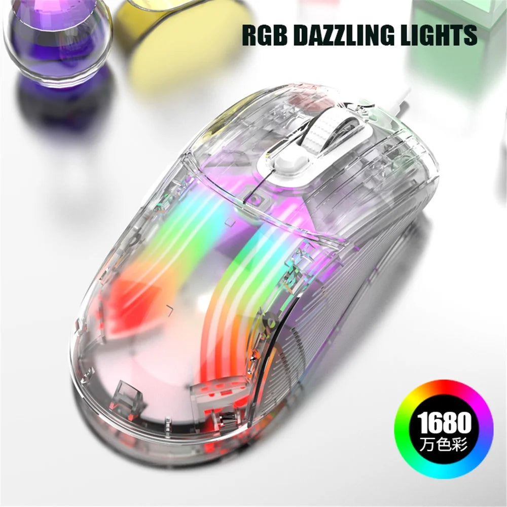 XUNFOX XYH10 USB Wired Transparent Mouse 6-Speed DPI 7 Keys Gaming Mouse with RGB Light for PC  /  Laptop - Black - 3