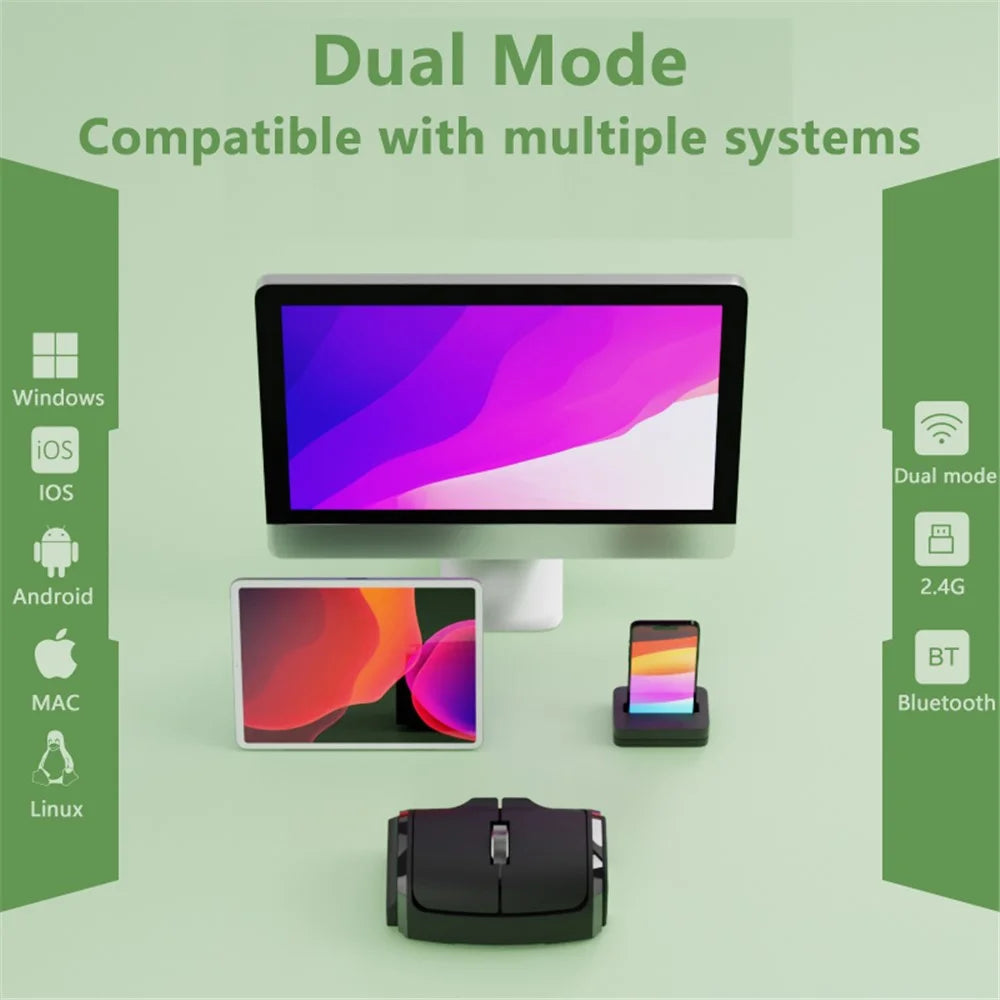 Dual Mode Bluetooth+2.4G Finger Mouse 1000DPI Wireless Mini Mouse with Finger Ring - Pink - 5