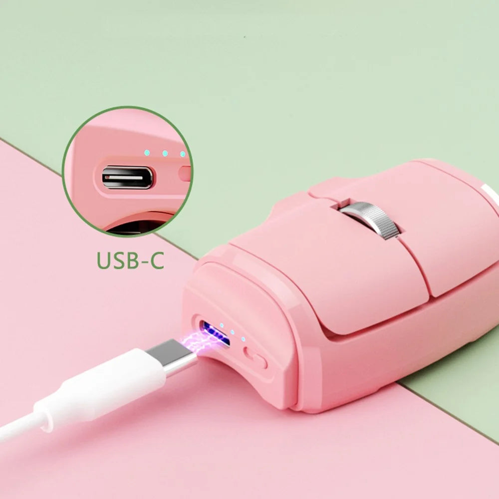 Dual Mode Bluetooth+2.4G Finger Mouse 1000DPI Wireless Mini Mouse with Finger Ring - Pink - 7