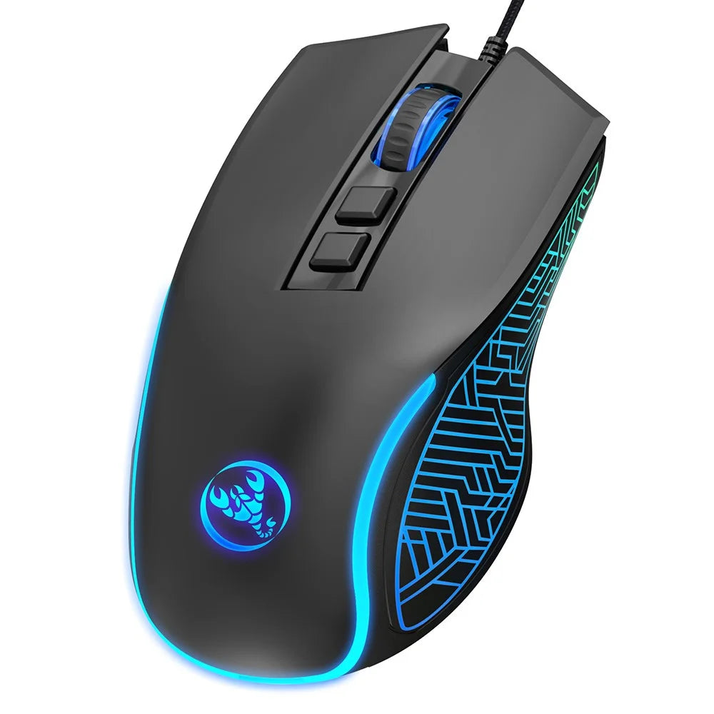 HXSJ X100 USB Wired Gaming Mouse 3600DPI Colorful Light Computer Laptop Mice - Black - 1