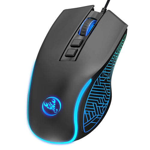 HXSJ X100 USB Wired Gaming Mouse 3600DPI Colorful Light Computer Laptop Mice - Black - 1