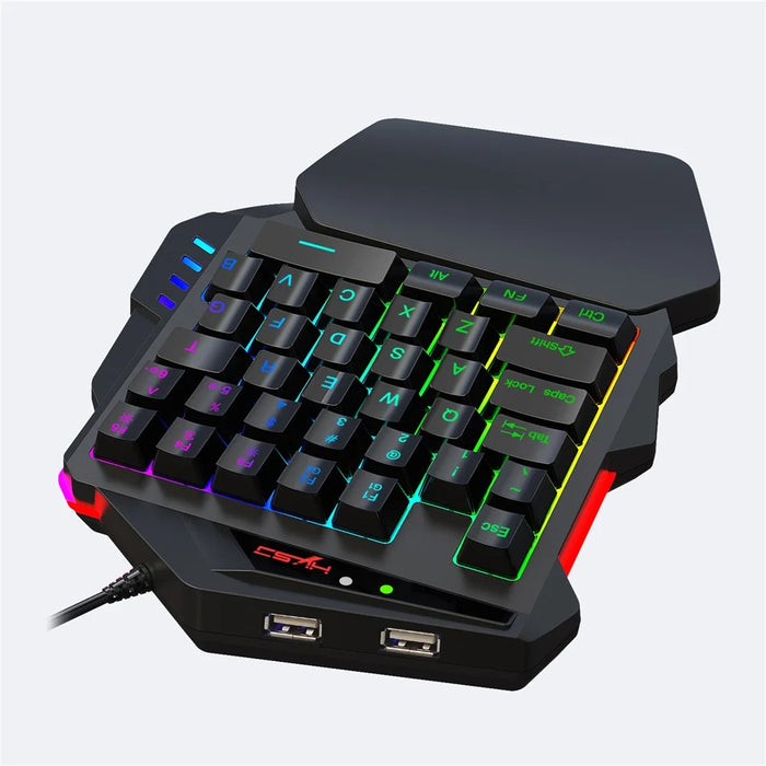 HXSJ V500 35 Keys One Handed Gaming Keyboard RGB Backlit Keyboard - 2