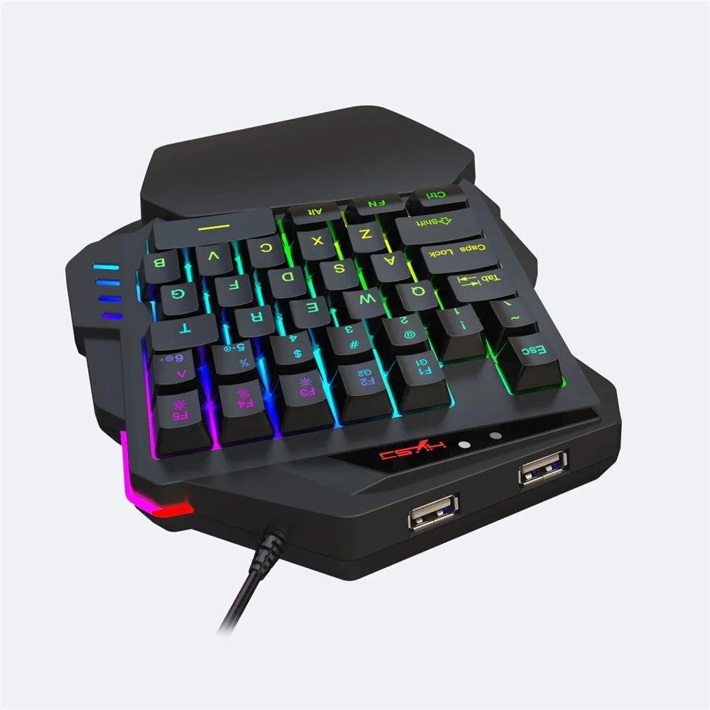 HXSJ V500 35 Keys One Handed Gaming Keyboard RGB Backlit Keyboard - 3