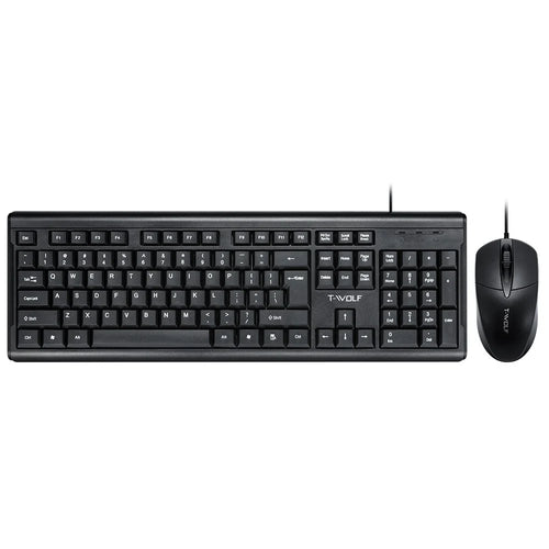 T-WOLF TF500 USB Wired Keyboard Mouse Set 104 Keys Keyboard for Computer PC Laptop - 1