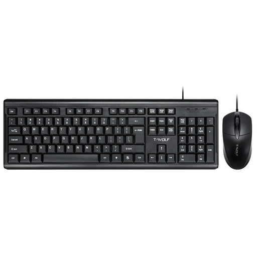 T-WOLF TF500 USB Wired Keyboard Mouse Set 104 Keys Keyboard for Computer PC Laptop - 1