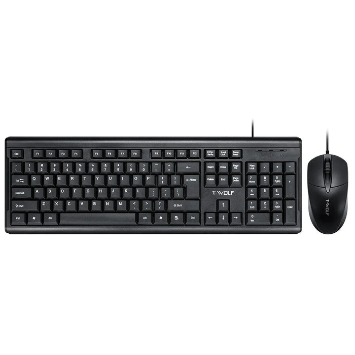 T-WOLF TF500 USB Wired Keyboard Mouse Set 104 Keys Keyboard for Computer PC Laptop - 1