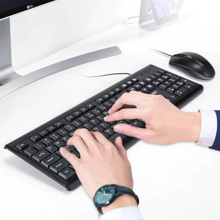 T-WOLF TF500 USB Wired Keyboard Mouse Set 104 Keys Keyboard for Computer PC Laptop - 5