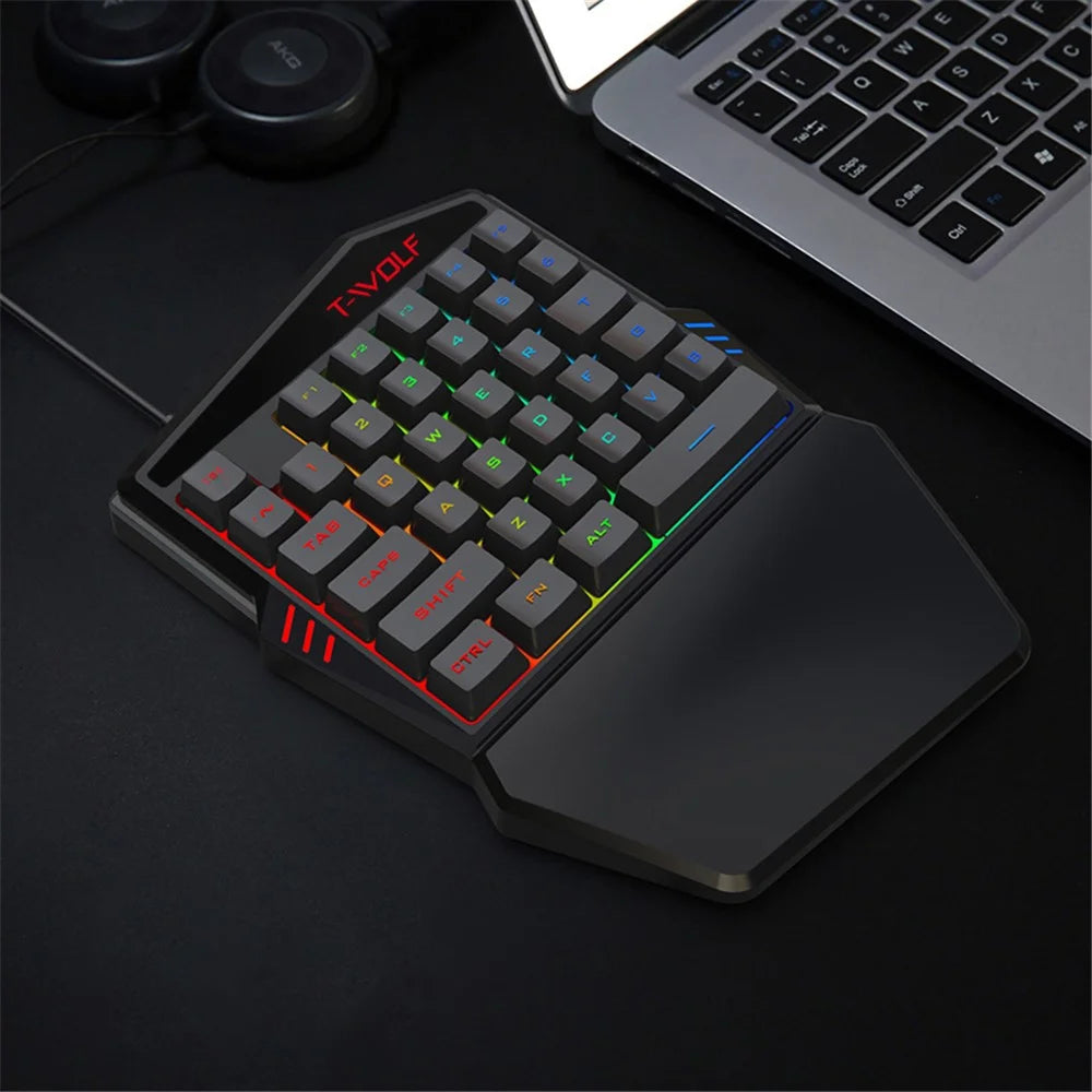 T-WOLF T19 One-Handed 35 Keys Gaming Keyboard with Ergonomic Wrist Rest Support - 3
