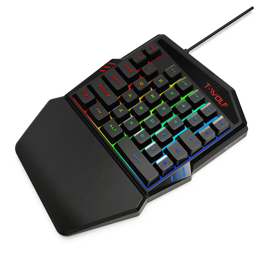 T-WOLF T19 One-Handed 35 Keys Gaming Keyboard with Ergonomic Wrist Rest Support - 5