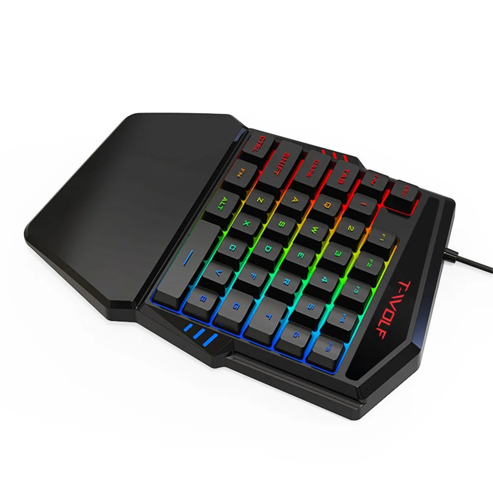 T-WOLF T19 One-Handed 35 Keys Gaming Keyboard with Ergonomic Wrist Rest Support - 6