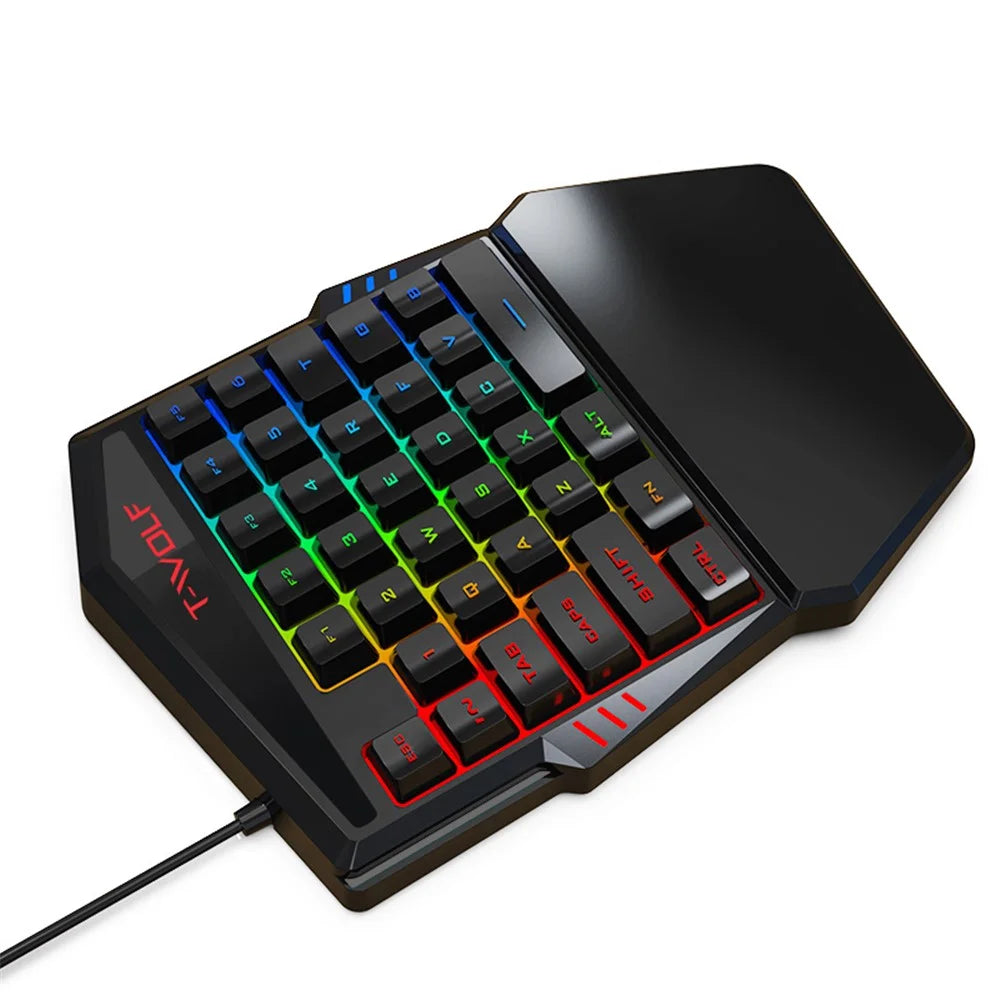 T-WOLF T19 One-Handed 35 Keys Gaming Keyboard with Ergonomic Wrist Rest Support - 7