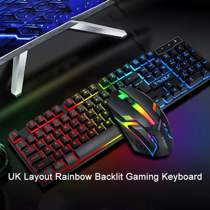 T-WOLF TF800 4 in 1 LED Backlit Gaming Working Keyboard Mouse Headphone Mouse Pad Set - 2