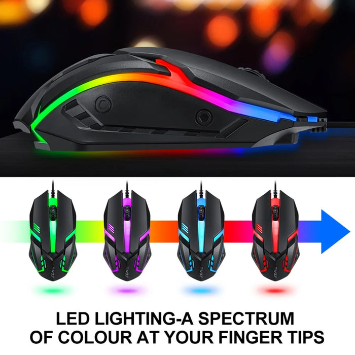 T-WOLF TF800 4 in 1 LED Backlit Gaming Working Keyboard Mouse Headphone Mouse Pad Set - 3