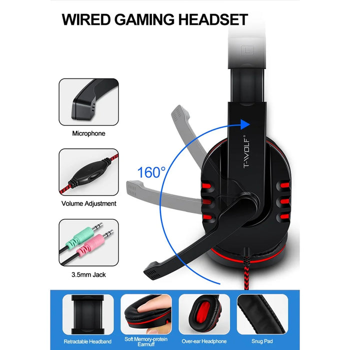 T-WOLF TF800 4 in 1 LED Backlit Gaming Working Keyboard Mouse Headphone Mouse Pad Set - 4