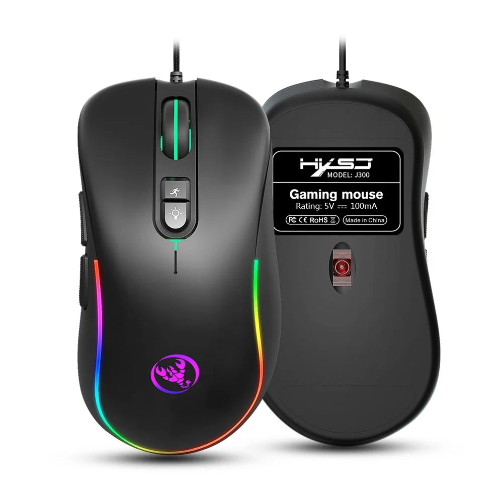 HXSJ J300 RGB Lighting Programmable Gaming Mouse[7 Buttons] - 1
