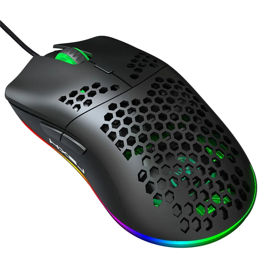 HXSJ J900 RGB Lighting Honeycomb Holow Programmable Gaming Mouse - 3