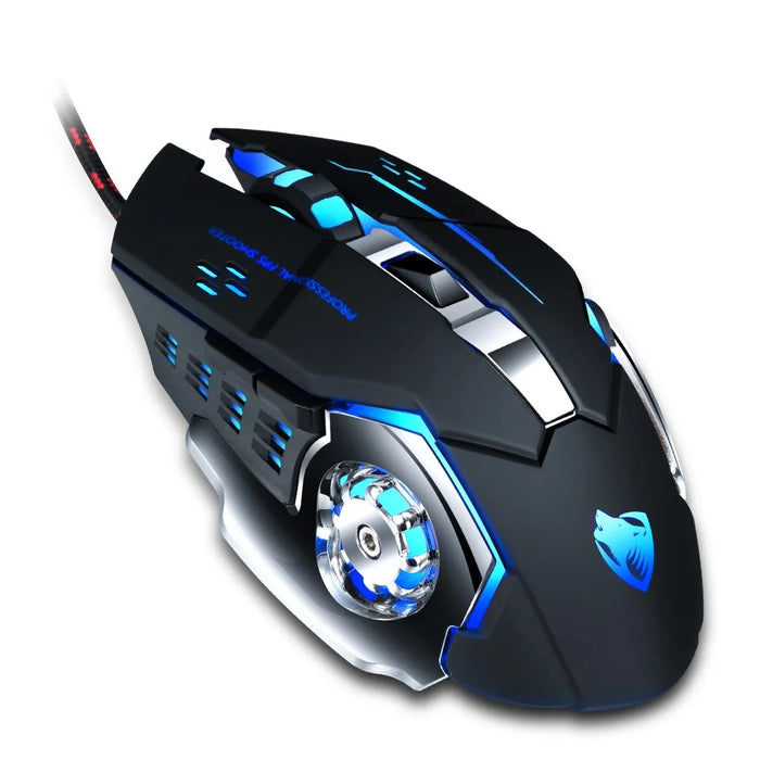 T-WOLF V6 USB Wired Mouse 6 Buttons Luminous Mechanical Computer Mouse - Technology Black - 6